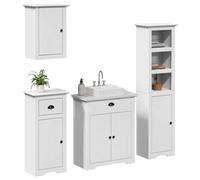 vidaXL Set Mobili da Bagno 4 pz BODO Bianco in Legno Massello di Pino