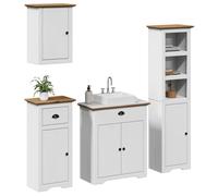 vidaXL Set Mobili da Bagno 4 pz BODO Bianco in Legno Massello di Pino