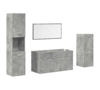 vidaXL Set Mobili da Bagno 4 pz Grigio Cemento in Legno Multistrato, mobiletto portaoggetti da Bagno, mobiletto da Bagno, mobiletto per Il Bagno