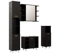 vidaXL Set Mobili da Bagno 4 pz Nero in Truciolato