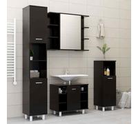vidaXL Set Mobili da Bagno 4 pz Nero in Truciolato