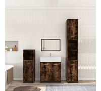 vidaXL Set Mobili da Bagno 4 pz Rovere Fumo in Legno Multistrato