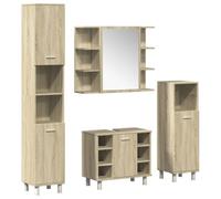 vidaXL Set Mobili da Bagno 4 pz Rovere Sonoma in Legno Multistrato, Set da Bagno, Mobile portaoggetti da Bagno, armadietto da Bagno, Mobile da Bagno