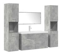 vidaXL Set Mobili da Bagno 5 pz Grigio Cemento in Legno Multistrato