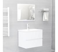vidaXL Set Mobili da Bagno Bianco in Legno Multistrato
