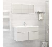 vidaXL Set Mobili da Bagno Bianco Lucido in Truciolato