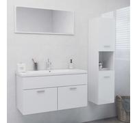 vidaXL Set Mobili da Bagno Bianco Lucido in Truciolato