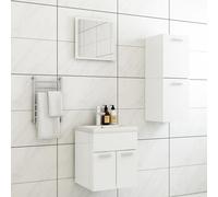 vidaXL Set Mobili da Bagno Bianco Lucido in Truciolato