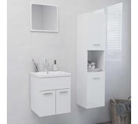 vidaXL Set Mobili da Bagno Bianco Lucido in Truciolato