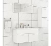 vidaXL Set Mobili da Bagno Bianco Lucido in Truciolato