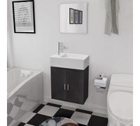 vidaXL Set Mobili da Bagno con Lavabo 3 pz Nero