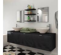 vidaXL Set Mobili da Bagno con Lavabo 8 pz Nero