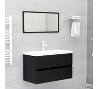 vidaXL Set Mobili da Bagno Nero in Legno Multistrato