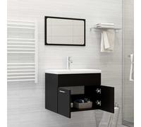 vidaXL Set Mobili da Bagno Nero in Truciolato