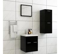 vidaXL Set Mobili da Bagno Nero in Truciolato