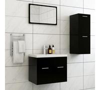 vidaXL Set Mobili da Bagno Nero in Truciolato
