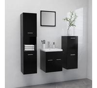 vidaXL Set Mobili da Bagno Nero in Truciolato