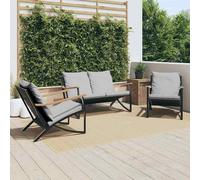 Set Mobili da Balcone 3 pz con Cuscini Nero in Acciaio