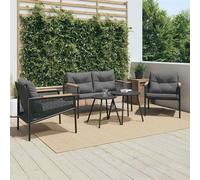 Set Mobili da Balcone 5 pz con Cuscini Nero in Acciaio