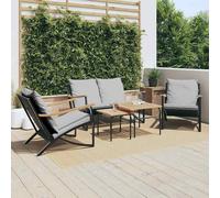 vidaXL Set Mobili da Balcone 5 pz con Cuscini Nero in Acciaio