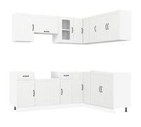 vidaXL Set Mobili da Cucina 11 pz Kalmar Bianchi Legno Multistrato, Set di armadi, ripiano di stoccaggio, Armadio, Armadio da Cucina, armadietto