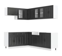 vidaXL Set Mobili da Cucina 11 pz Kalmar Neri Legno Multistrato