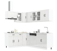 vidaXL Set Mobili da Cucina 11 pz Lucca Bianchi Lucido in Truciolato