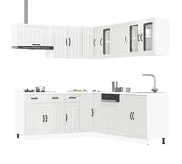 vidaXL Set Mobili da Cucina 11 pz Lucca Bianchi Lucido in Truciolato