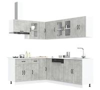 vidaXL Set Mobili da Cucina 11 pz Lucca Grigio Cemento in Truciolato