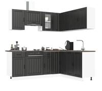 vidaXL Set Mobili da Cucina 11 pz Lucca Neri Legno Multistrato