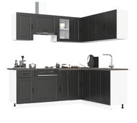 vidaXL Set Mobili da Cucina 11 pz Porto Neri Legno Multistrato