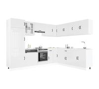 vidaXL Set Mobili da Cucina 14 pz Lucca Bianchi Lucido in Truciolato