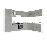 vidaXL Set Mobili da Cucina 14 pz Lucca Grigio Cemento in Truciolato