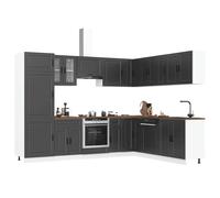 vidaXL Set Mobili da Cucina 14 pz Porto Neri Legno Multistrato