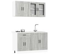 vidaXL Set Mobili da Cucina 4 pz Kalmar Grigio Sonoma in Truciolato