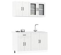 vidaXL Set Mobili da Cucina 4 pz Lucca Bianchi Lucido in Truciolato