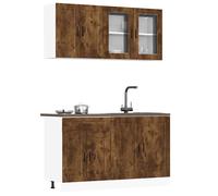 vidaXL Set Mobili da Cucina 4 pz Porto Rovere Fumo Legno Multistrato