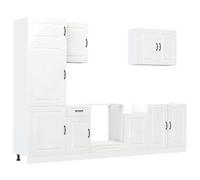 vidaXL Set Mobili da Cucina 7 pz Kalmar Bianchi Lucido in Truciolato, Set di mobili da Cucina, Set di armadi, Ripiani di stoccaggio