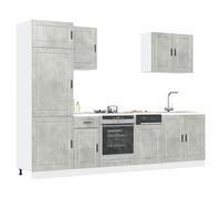 vidaXL Set Mobili da Cucina 7 pz Porto Grigio Cemento in Truciolato