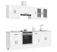 vidaXL Set Mobili da Cucina 8 pz Kalmar Bianchi Lucido in Truciolato, Set di armadi, ripiano di stoccaggio, Armadio, Armadio da Cucina, armadietto