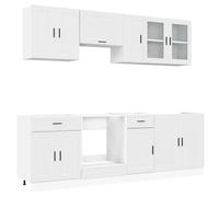 vidaXL Set Mobili da Cucina 8 pz Kalmar Bianco Legno Multistrato, Set di armadi, ripiano di stoccaggio, Armadio, Armadio da Cucina, armadietto