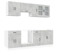 vidaXL Set Mobili da Cucina 8 pz Kalmar Grigio Cemento in Truciolato