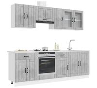 vidaXL Set Mobili da Cucina 8 pz Lucca Grigio Cemento in Truciolato