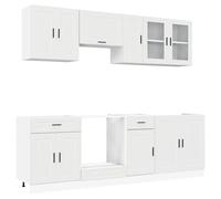vidaXL Set Mobili da Cucina 8 pz Kalmar Bianco Legno Multistrato, Set di armadi, ripiano di stoccaggio, Armadio, Armadio da Cucina, armadietto