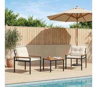 vidaXL Set Mobili da Esterno 3 pcs Bianco Crema polyrattan, Set Tavolo in Legno di Acacia per Giardino e Terrazza, con Sedie, Telaio in Acciaio Resistente, Cuscini Rimovibili