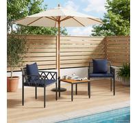 vidaXL tuinmeubelset 3 st Grijs en Marineblauw poly rattan