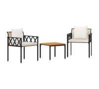 vidaXL tuinmeubelset 3 st Bruin en Crème Wit poly rattan