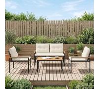 vidaXL Set Mobili da Esterno 4 pz 4-Posti Bianco Crema polyrattan