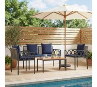 Set Mobili da Esterno 4 pz Grigio e Blu Navy polyrattan