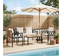 vidaXL Set Mobili da Esterno 4 pz Marrone e Bianco Crema polyrattan